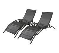 Concept Usine – Lot de 2 transats Bahia – Chaise longue d'extérieur, 6 positions – Noir