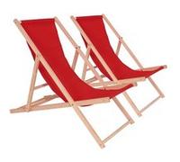 lot de 2 transat en bois chilienne - 107 x 56.5 x 81 cm - rouge G