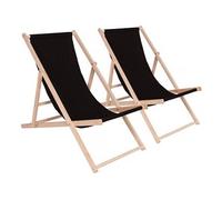lot de 2 transat en bois chilienne - noir