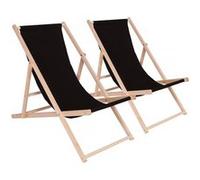 lot de 2 transat en bois chilienne - noir G