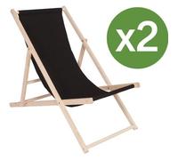 Lot de 2 Transat en bois ""Chilienne"" - Noir