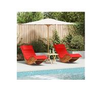 Vidaxl Chaise Longue Set De 2 Rouge Bois Et Tissu Standard Pliable