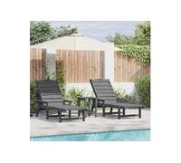 Chaises Longues Vidaxl 2 Pcs Gris Clair 162x53x98.5 Cm Hdpe, Chaise Longue Vidaxl Gris Clair 53x162x98.5 Cm Hdpe