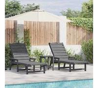 Chaises Longues Vidaxl 2 Pcs Gris Clair 162x53x98.5 Cm Hdpe, Chaise Longue Vidaxl Gris Clair 53x162x98.5 Cm Hdpe