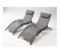 Lot de 2 transat gris en aluminium L. 66 cm H. 30 cm empilable non pliable