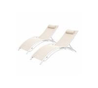 Concept Usine - Lot transats Cali - Acier 81 cm - Ajustables - 2 pièces Blanc et écru