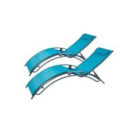 Concept Usine – Lot de 2 transats Cali ajustables acier 81 cm gris et bleu