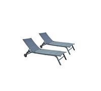 Lot de 2 transats aluminium gris foncé LISBOA
