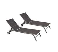 Lisboa - Lot De 2 Transats Aluminium Noir Noir