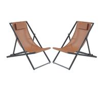 Lot de 2 transats chiliennes en aluminium - Terracotta - ANILIO de MYLIA