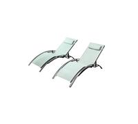 CONCEPT USINE - Lot de 2 Transats Ajustables et Empilables | Bain De Soleil Chaise Longue d'Extérieur Confortable | Bahia Vert Pastel| Textilène | Réglable 6 Positions | Jardin Terrasse Plage Piscine