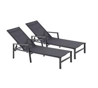 Bari - Lot De 2 Transats Gris Foncé & Noir Gris