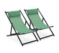 Lot de 2 transats en aluminium vert Santiago - Oviala