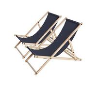 lot de 2 transats en bois chilienne - 107 x 56.5 x 81 cm - gris