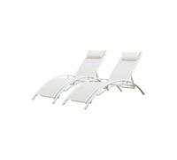 Lot de 2 transats GALAPAGOS en textilène blanc - aluminium blanc