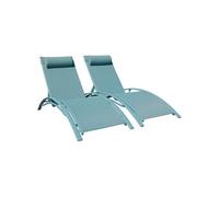 Lot de 2 transats GALAPAGOS en textilène bleu clair - aluminium bleu clair