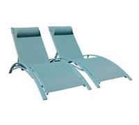 Lot de 2 transats GALAPAGOS en textilène bleu clair - aluminium bleu clair Bleu clair G