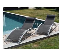 Lot De 2 Transats Galapagos En Textilène Gris - Aluminium Gris Gris