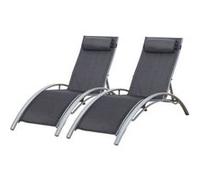 Lot de 2 transats GALAPAGOS en textilène gris - aluminium gris Gris G