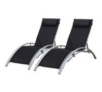 Lot de 2 transats GALAPAGOS en textilène noir - aluminium gris Noir G