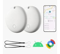 Lot de 2 traqueurs Bluetooth pour appareil Android, localisateurs d'articles fonctionnent avec l'application Google Find My (uniquement pour Android), étiquette de suivi pour clés, bagages, sac à dos