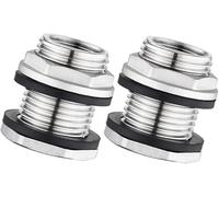Lot de 2 traverses de réservoir en acier inoxydable 1/2" NPT x 3/4" GHT - Raccord de tuyau d'arrosage anti-fuite, double filetage, traversée de paroi pour citerne d'eau de pluie