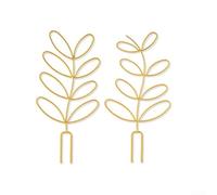 Lot de 2 treillis d'escalade en métal pour plantes avec motif de feuilles et 20 sangles de plantes, prend en charge les plantes de jardin d'intérieur comme les pothos, hoya et monstera (doré)