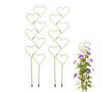 Lot de 2 treillis en forme de cœur doré pour plantes grimpantes, treillis de plantes d'intérieur, treillis empilable pour plantes en pot, piquets décoratifs pour vignes, hoya, monstera (doré)