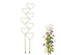 Lot de 2 treillis en forme de cœur doré pour plantes grimpantes, treillis de plantes d'intérieur, treillis empilable pour plantes en pot, piquets décoratifs pour vignes, hoya, monstera (doré)