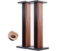 Lot de 2 trépieds universels en bois pour haut-parleur HiFi avec absorption des chocs et du sable, support sonore, 24 x 28 x 15 cm, couleur bois
