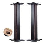 Lot de 2 trépieds universels en bois pour haut-parleur HiFi avec boîtes remplies de sable pour une meilleure absorption du son et des vibrations Marron 24 x 28 x 90 cm