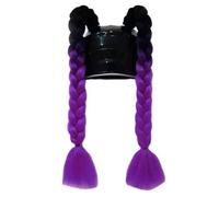 Lot de 2 tresses de casque de moto amovibles - Perruque dégradée en queue de cheval avec ventouse - Accessoire de casque de moto - Accessoire de casque - Pour moto, vélo - Noir, rose, rouge