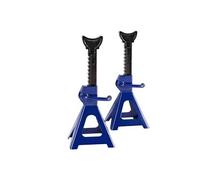 Lot de 2 tréteaux chandelles à crémaillère, crics de levage en acier bleu