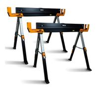 Lot de 2 tréteaux d'atelier métalliques pliables et téléscopiques - Charge max 1180kg