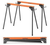 Lot de 2 Tréteaux de Sciage Pliants - COSTWAY - Bras de Support Rotatifs - Capacité 500kg