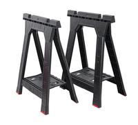 Lot de 2 tréteaux de travail pliables - 76,5 x 58 cm - Charge maximale : 350 kg - Avec étagère pour outils et petites pièces - Pieds antidérapants