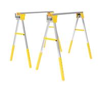 Lot de 2 tréteaux de travail pliables - Hauteur réglable de 72,6 à 89 cm - Charge maximale : 1200 kg - Pour entrepôts, usines, garages, etc (jaune, argent)