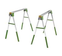 Lot de 2 tréteaux de travail pliables - Hauteur réglable de 72,6 à 89 cm - Charge maximale : 1200 kg - Pour entrepôts, usines, garages, etc (vert, argent)