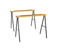 Lot de 2 tréteaux pliables compactes poignée transport dim. 100L x 50l x 76H cm surface antidérapante métal noir jaune