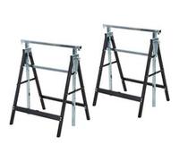 HOMCOM Lot de 2 tréteaux pliables télescopiques hauteur réglable 80-130 cm noir