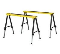 Lot de 2 tréteaux pliables telescopiques poignée transport dim. 100L x 49l x 62-89,5H cm surface antidérapante métal noir jaune