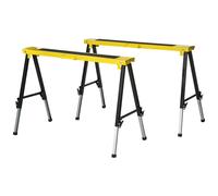 Lot de 2 tréteaux pliables telescopiques poignée transport dim. 100L x 49l x 62-89,5H cm surface antidérapante métal noir jaune