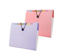 Lot de 2 trieurs A4 avec 12 compartiments et onglets d'index - Fermeture à cordon élastique fixe - Capacité de 360 pages - Système de classeur pour école/bureau