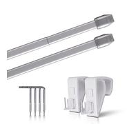 Lot de 2 tringles à rideaux extensibles, 2 tringles à rideaux avec supports de serrage - Fixation sans perçage (couleur : argent, taille : 60-90 cm)