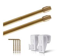 Lot de 2 tringles à rideaux extensibles avec supports de serrage - Fixation sans perçage (couleur : laiton brillant, taille : 60-90 cm)