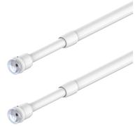 Lot de 2 tringles à rideaux sans perçage, tringle à rideau à pince, tringle à rideau sans trous avec ventouses et vis, rideaux, placards, bistro, petite fenêtre, étagère (50-80 cm, blanc)