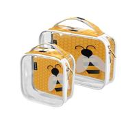 Lot de 2 - Trousse de maquillage de voyage transparente - Abeille animale mignonne pour femmes, hommes et filles, abeilles - Trousse de toilette pour voyage - Trousse de toilette, Multiples, trousse