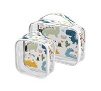 Lot de 2 - Trousse de maquillage de voyage transparente - Dinosaure mignon pour femmes, hommes, filles, dino - Trousse de toilette pour animaux - Pour voyage - Trousse de toilette pour voyage,