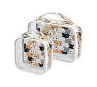 Lot de 2 trousse de maquillage de voyage transparente pour cosmétiques, tête de chaton, pour femmes, hommes, filles, animal chat, trousse de toilette pour voyage, nécessité de voyage, trousse de