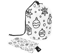 Lot de 2 trousses à cosmétiques avec cordon de serrage - Motif sapin de Noël et flocons de neige, Multicolore 18., 9.9x6.9in/25.2x17.6cm;6x3.5in/15.2x8.8cm